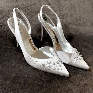 Silver Nina Heels with Crystal Detail